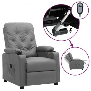 VidaXL Fauteuil inclinable électrique Gris Similicuir - Gris
