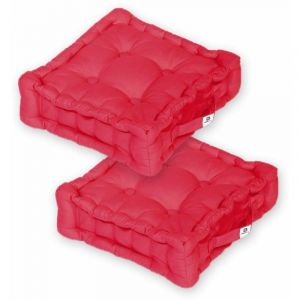 Coussin de sol lot de 2 - 40 x 40 cm Rouge Piment