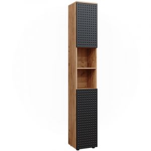 Meuble de rangement de salle de bain Irma, Ch&ecirc;ne de force dor&eacute;/Anthracite, 30 x 192 cm, Vicco
