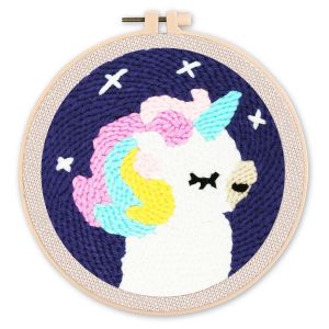 Kit Punch Needle - FIGURED'ART - Licorne Gracieuse - 20x20cm - Inclus : cadre, fils, aiguille