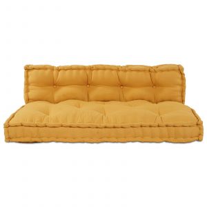 VidaXL Coussin De Canapé Palette Avec Dossier En Tissu Jaune