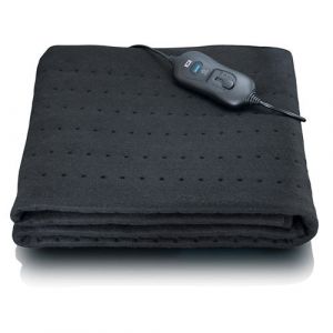 Melissa 16760050 Couverture Chauffante Électrique - Lavable, 3 Niveaux de Température avec Indicateur LED, Protection Contre la Surchauffe, Arrêt Automatique, 80X150 Cm, Noir