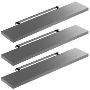 Étagère murale flottante 110cm Lot de 3 Gris + support