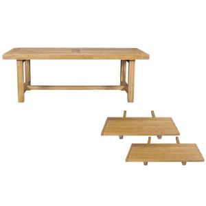 Hellin Table de ferme en chêne clair massif + 2 allonges L220/320 - LA BRESSE