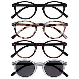 Opulize Zen Pack 4 Lunettes De Lecture Avec Lecteur Soleil Noir Brun Cristal Petit Hommes Femmes RRRS24-11T2C +2,50