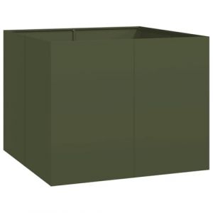 VidaXL Jardinière vert olive 100x100x80 cm acier