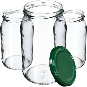 Kadax - Lot de 8 bocaux de conservation en verre pour couvercle à visser - 900 ml - Pour confiture, conservation, conserves, verts