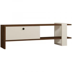 Concept-Usine Meuble TV bois et blanc avec rangement 120 cm LOOM