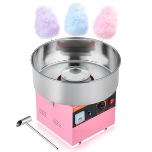 VEVOR Machine &agrave; Barbe &agrave; Papa &Eacute;lectrique 1000 W, Appareil &agrave; Barbe &agrave; Papa avec Bol en Acier Inoxydable de 38 cm et Cuill&egrave;re &agrave; Sucre, pour Faire des Bonbons, F&ecirc;tes et Anniversaires, Maison, Rose