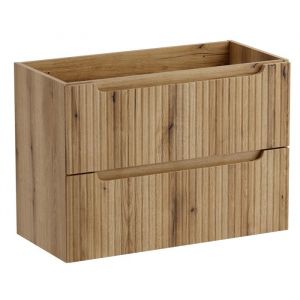 Furnidea - Meuble suspendu sous vasque 80 cm &agrave; tiroirs NOVA ch&ecirc;ne Coast Evoke