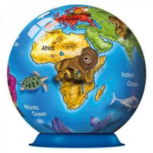 Ravensburger Mappemonde illustrée en anglais - Puzzle balle 72 pièces