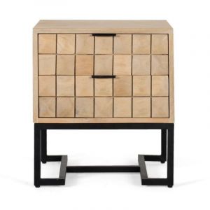 Giner Y Colomer - Table de chevet faite à la main en bois de manguier avec grain naturel