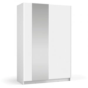 Meublorama - Armoire lysia 2 portes coulissantes avec miroir – 120 x 182 x 55 cm – Coloris blanc