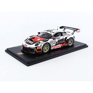 Image de Spark Voiture Miniature de Collection 1-43 - PORSCHE 911 GT3 R Dinamic Motorsport 24h Spa 2020 - Orange / Black / White - SB406