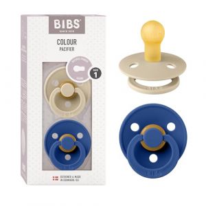BIBS Sucette Colour Vanilla & Cornflower latex 0-6 mois, lot de 2