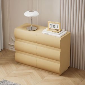 Cotecosy Commode design 6 tiroirs arrondis L100cm Mezade Beige