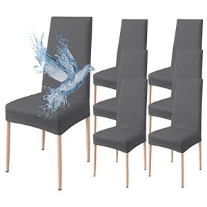 Poligino Housse de Chaise 6 pièces Imperméables,Gris Foncé