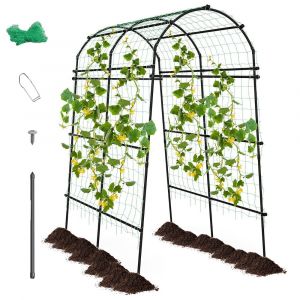 Arche de jardin en métal 230 cm pour plantes grimpantes treillis pour concombres revêtu pe décoration pour commémoration fête d'anniversaire noir 20_0007677