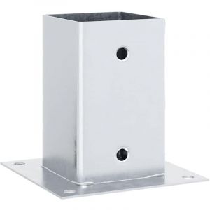 VidaXL Bases de poteau carrées 4 pcs argent 91x91 mm acier galvanisé, base de clôture en béton, base de poteau de clôture 42000010