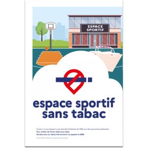 Signaletique.biz France - Panneau 'Espace sportif sans tabac' &ndash; D&eacute;cret 2025-582 &ndash; aluminium &ndash; Format 30x40 cm &ndash; Signal&eacute;tique obligatoire