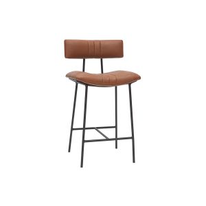 Image de Miliboo Tabouret de bar vintage marron clair et métal H65 cm GOTHAM