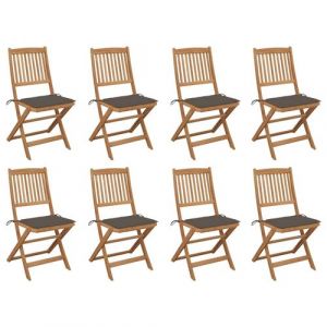 VidaXL Chaises pliables d'extérieur avec coussins 8 pcs Bois d'acacia