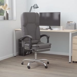 VidaXL Fauteuil de massage inclinable de bureau Gris Similicuir - Gris