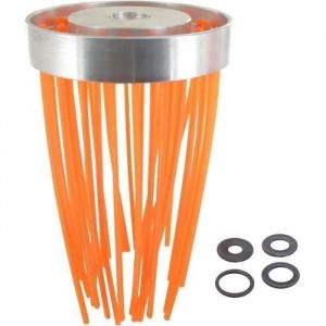 Tête aluminium brosse 18 fils nylon (36 en sortie) pour débroussailleuse de cylindrées de 30 à 40cc. Modèle universel (alésage 2