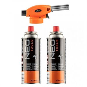 Tresice France Chalumeau &agrave; gaz NEO avec allumage pi&eacute;zo + 2 cartouches de 227 g - Id&eacute;al pour la soudure et les travaux en atelier