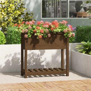 Image de VidaXL Jardinière avec étagère Marron miel 82,5x34,5x81 cm Bois de pin