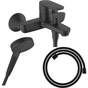 Hansgrohe Pack mitigeur bain douche Vernis Blend + Flexible Designflex + Pommeau Vernis Blend 100 Vario noir mat