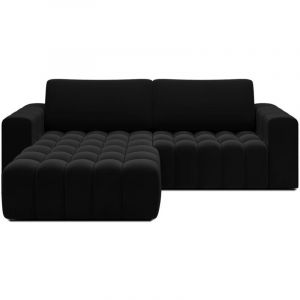 Canapé d'angle gauche convertible Clovis Velours Noir