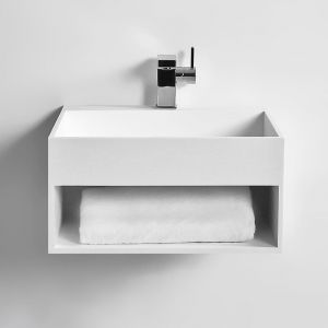KUBE 50 - Vasque suspendue en Solid Surface 50 x 50 x 25(h) cm