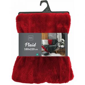 Douceur d'int&eacute;rieur, Plaid (180 x 220 cm) Caresse Rouge, Imitation Fourrure