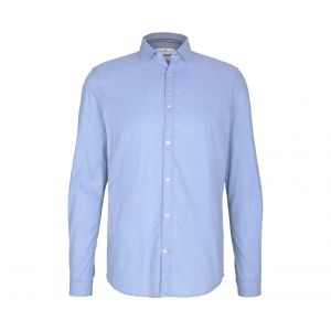 Tom Tailor 1023881 Basic Chemise, 24183-Structure Bleu Clair et Blanche, L Homme