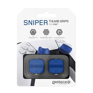 Gioteck STG PS5 - Thumb Grips PS5 Bouchons/Capuchons/Protection en Silicone pour Joysticks Grips Playstation 5 - Antidérapant - Aide a viser - Protection Manette PS5 - Bleu