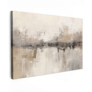 TABLEAU SUR TOILE Art moderne - Abstrait - Beige Toile Decoration Murale Grand 140x90 cm