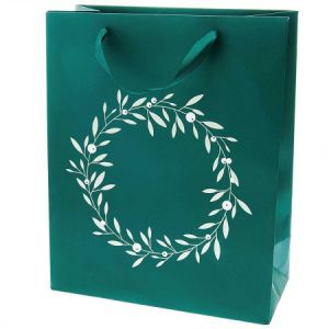 Rico Design Sac Cadeau Noël - Grand Format - Couronne de Noël - 26 x 23 x 12 cm
