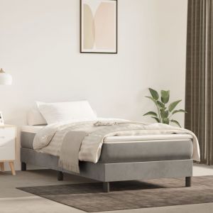 Image de VidaXL Lit à sommier tapissier et matelas Gris clair 90x190 cm Velours - Gris clair