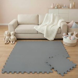 10 Tapis de Sol &eacute;pais pour B&eacute;b&eacute; Enfant - 30x30 Dalles Puzzle Carr&eacute; en Mousse eva - grau
