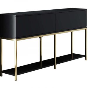 Menzzo Hanah Home - Console en agglomeré et métal Lord - Noir et doré