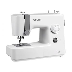 VEVOR Machine &agrave; Coudre &Eacute;lectrique avec 18 Motifs de Points, Piqueuse Portable, avec &Eacute;clairage LED, Commande par Cadran Simple, Cadre Int&eacute;rieur en M&eacute;tal, pour Travaux Manuels et R&eacute;parations, Maison