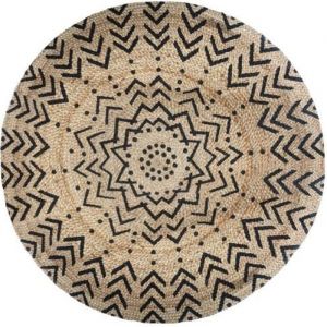 Atmosphera Tapis rond jute motif -Livin- diamètre 120 cm - Couleur: Tapis rond jute motif 1 D120 cm