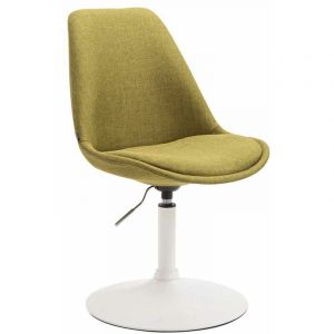 CLP Chaise de salle à manger Maverick tissu vert Métal blanc mat