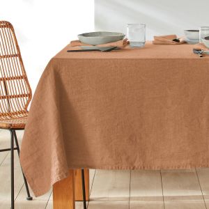 Nappe lin lavé, Victorine Cannelle Taille 170X300 cm;170X170 cm;170x250 cm;170x350 cm