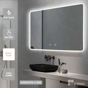 Miroir de Salle de Bains Lumineux avec Éclairage Intégré Led Rétro éclairé Frontal On/Off AntiBuée 80 x 80 PRAGA LEDIMEX