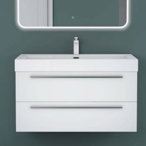 Mai&mai - Meuble de Salle de Bain Blanc Mat 90cm Meuble sous Vasque Quadratto Meuble Suspendu avec Vasque