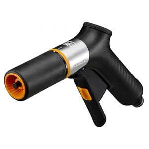 Fiskars Pistolet pulv&eacute;risateur, FiberComp, 2 Jets, D&eacute;bit r&eacute;glable en continu, Verrouillage marche/arr&ecirc;t, Filtre &agrave; eau amovible, FiberComp/m&eacute;tal, Taille universelle, Noir/Orange, 1067193