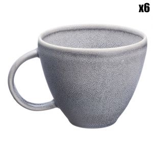 6 Mugs en Grès Stone gris clair - 25 cl