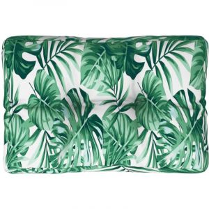 VidaXL Coussin de palette motif de feuilles 60x40x12 cm tissu Vert